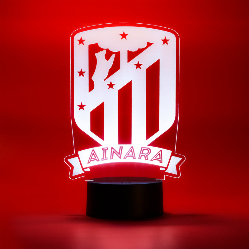 Atlético de Madrid - Lámpara personalizada con iluminación LED RGB
