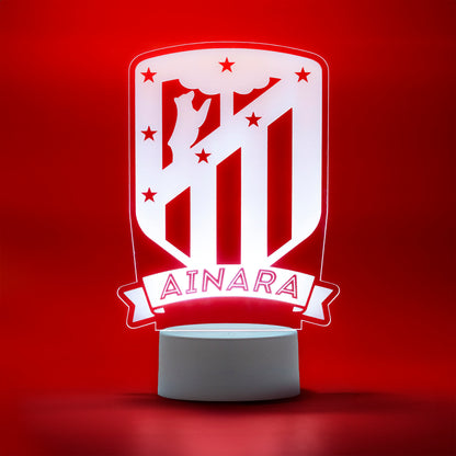 Atlético de Madrid - Lámpara personalizada con iluminación LED RGB
