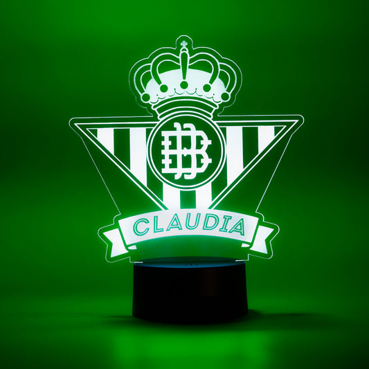 Real Betis Balompié - Lámpara personalizada con iluminación LED RGB