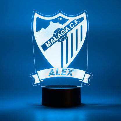 Málaga Club de Fútbol - Lámpara personalizada con iluminación LED RGB