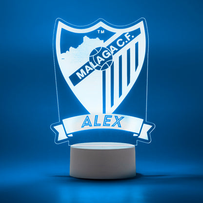 Málaga Club de Fútbol - Lámpara personalizada con iluminación LED RGB
