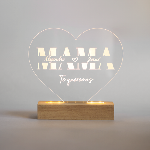 Lámpara LED Personalizada Corazón MAMÁ